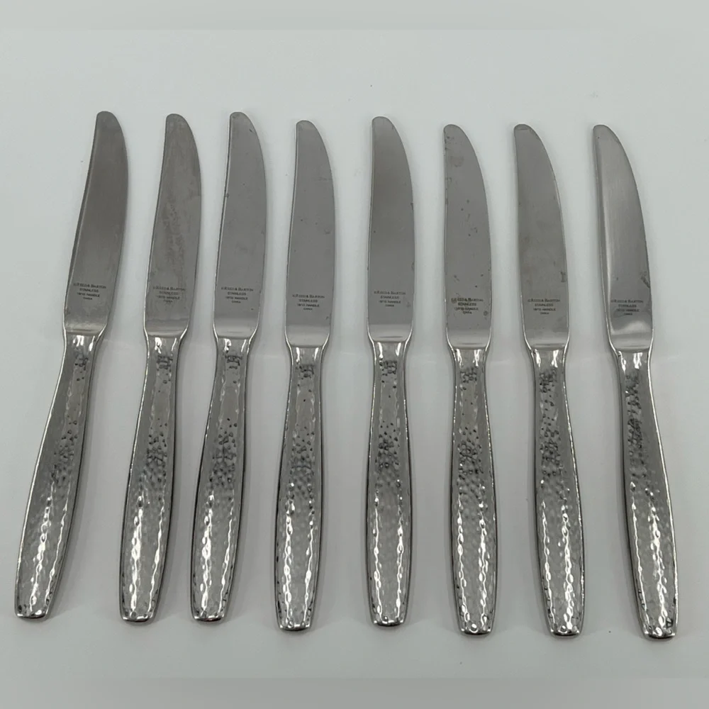 8 Reed &‎ Barton Palmer Butter Knives Hammered Modern Elegant
